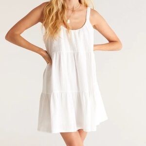 Z supply Danny Gauze Mini Dress in White Lined
